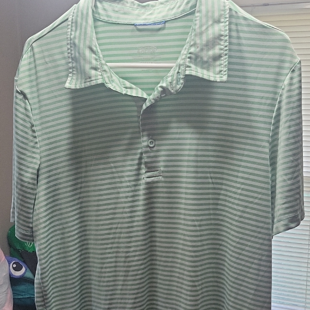 AFTCO Mint Striped Polo Shirt